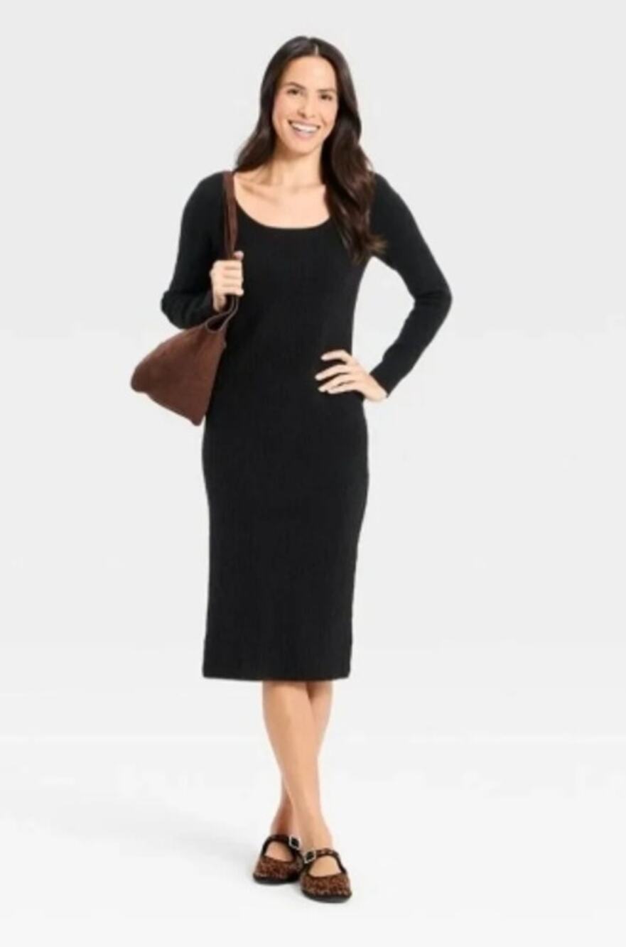 Universal Thread Women's Long Textured Sleeve Midi Sweater Dress - XS